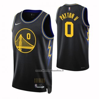 Maglia Golden State Warriors Gary Payton Ii #0 Citta 2021-22 Nero